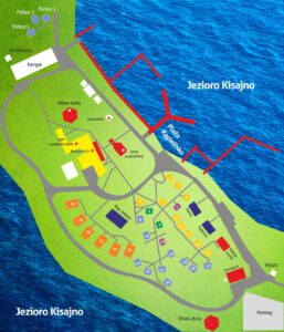 Łabędzi Ostrów mapa struktury noclegowej